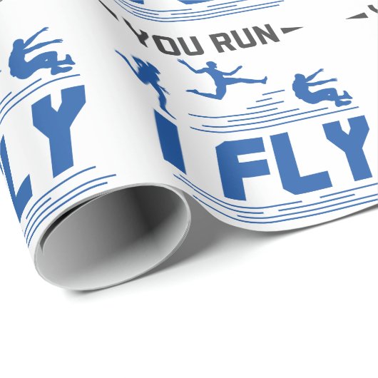 Track und Field Long Jump, den du in Fliege läufst Geschenkpapier (Rolleneckpunkt)