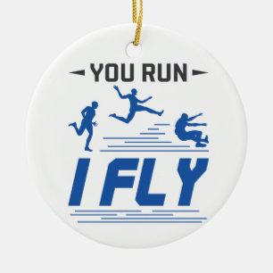 Track und Field Long Jump, den du in Fliege läufst Keramik Ornament