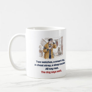 Tracker sagen, ruhe dich aus, der Hund sagt, geh s Kaffeetasse