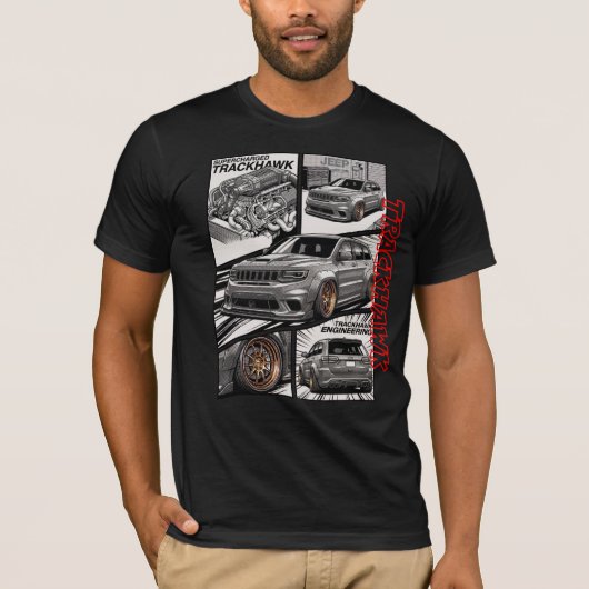 Trackhawk Supercharged V8 JDM Manga Panel T-Shirt (Vorderseite)