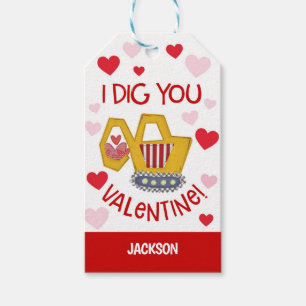 Trackhoe Valentine Favor Tag Geschenkanhänger