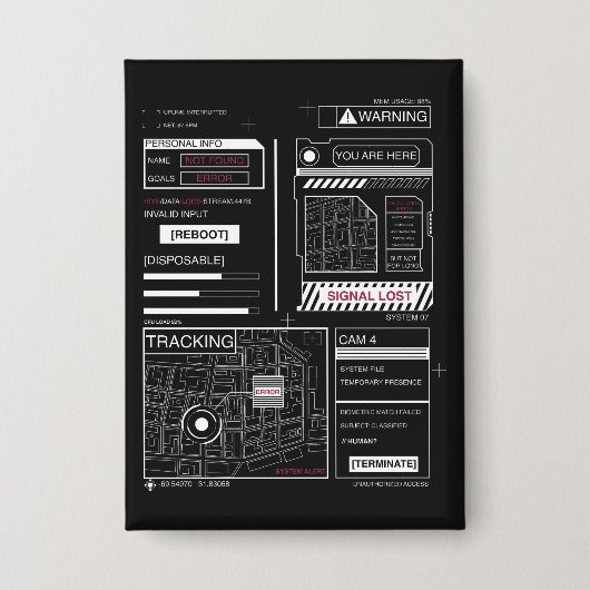 Tracking - Techno-Brutalist Streetwear Design Button (Vorderseite)