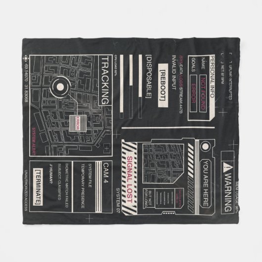 Tracking - Techno-Brutalist Streetwear Design Fleecedecke (Vorderseite (Horizontal))