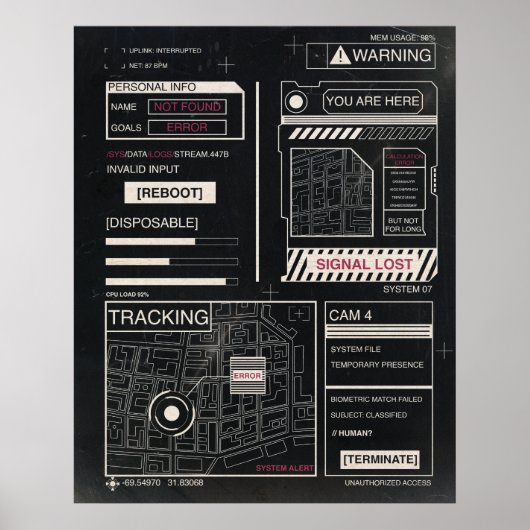 Tracking - Techno-Brutalist Streetwear Design Poster (Vorne)