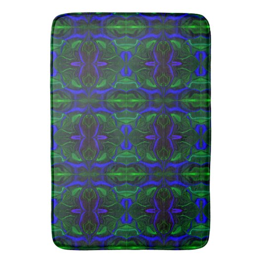 Traços azuis 'flutuando' sobre fundo verde. badematte (Vorderseite Vertikal)