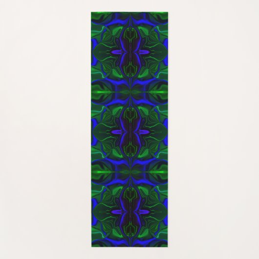 Traços azuis 'flutuando' sobre fundo verde. yogamatte (Vorderseite)