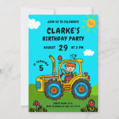 Tractor Adventure Sunny Birthday Bash Einladung (Vorderseite)