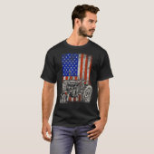 Tractor American US Flag Patriotic Bauer Vierte T-Shirt (Vorne ganz)
