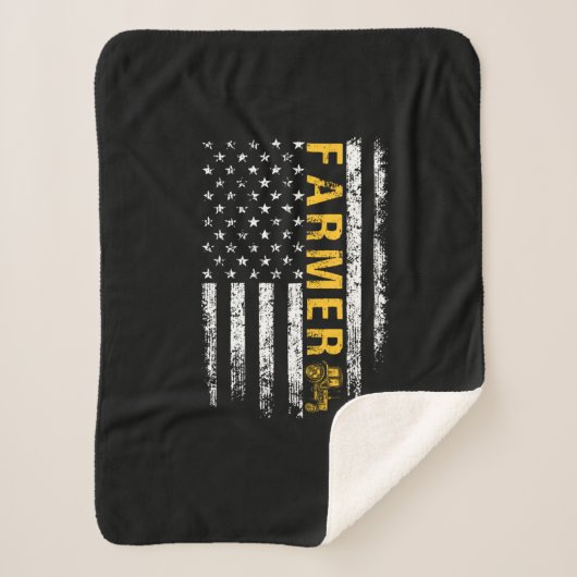 Tractor American USA Flag Funny Bauer Rancher Sherpadecke (Vorderseite)