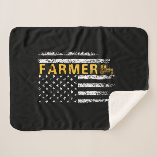 Tractor American USA Flag Funny Bauer Rancher Sherpadecke (Vorderseite (Horizontal))