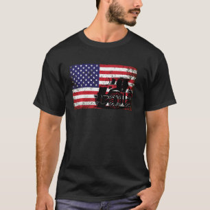 Tractor Amerikanische Flagge Patriotisch Vintage L T-Shirt