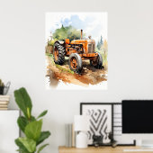 TRACTOR-Aquarellbild Poster (Heimbüro)
