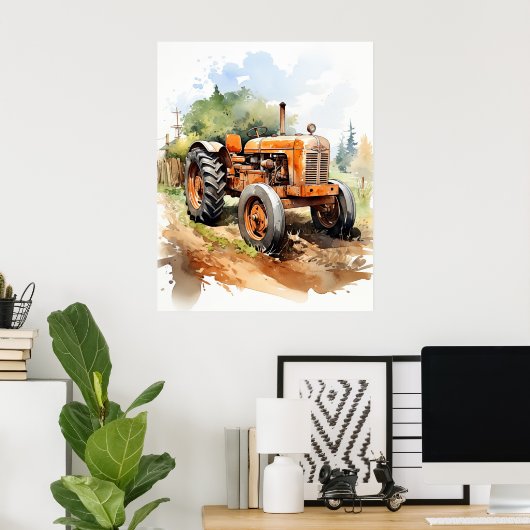 TRACTOR-Aquarellbild Poster (Heimbüro)