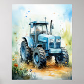 TRACTOR-Aquarellbild Poster (Vorne)