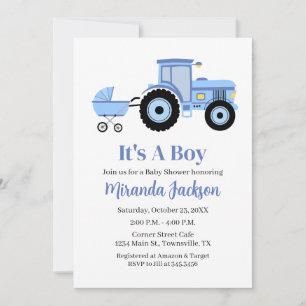 Tractor-Baby-Shower-Einladung Blau Einladung