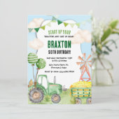 Tractor Birthday, Green Tractor, Farm, Einladung (Stehend Vorderseite)
