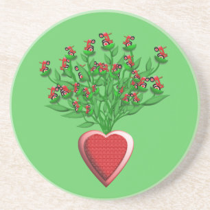 Tractor Bouquet mit Vase aus rotem Herzen Sandstein Untersetzer