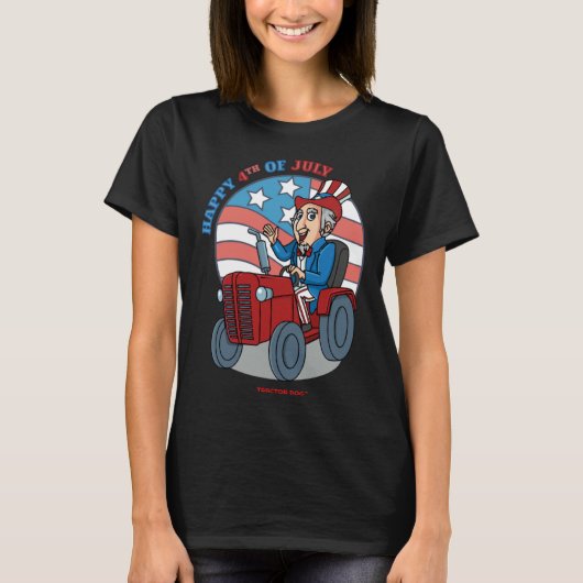 Tractor Critters Uncle Sam Driving a Tractor T-Shirt (Vorderseite)