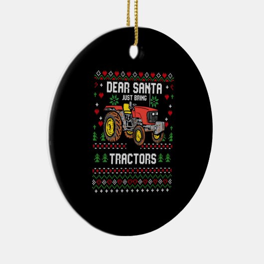 Tractor Driver Ugly Xmas Sweater Harvester Bauer Keramik Ornament (Rechts)