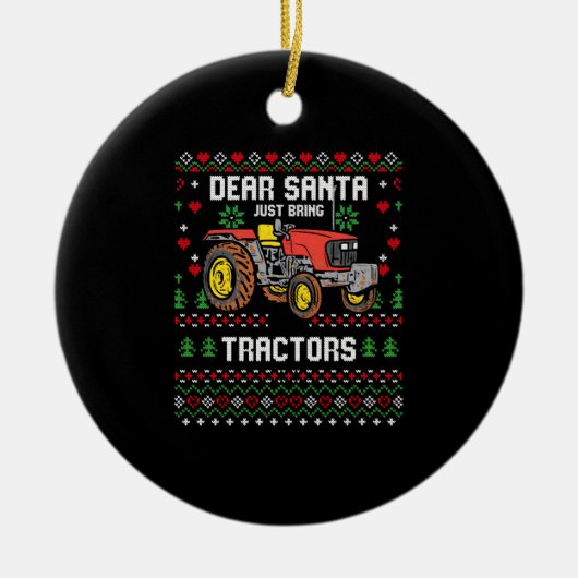 Tractor Driver Ugly Xmas Sweater Harvester Bauer Keramik Ornament (Vorne)