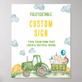 Tractor Farm Animal Birthday Party Table Sign Poster (Vorne)