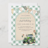 Tractor Farm Kids Boy Birthday Invitation Einladung (Vorderseite)