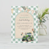 Tractor Farm Kids Boy Birthday Invitation Einladung (Stehend Vorderseite)