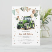 Tractor Farm Kids Boy Birthday Invitation Einladung (Stehend Vorderseite)