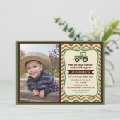 Tractor Farmhouse Boy Birthday Party Einladung (Stehend Vorderseite)