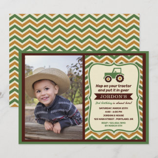 Tractor Farmhouse Boy Birthday Party Einladung