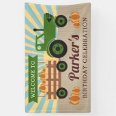 Tractor Hayride Pumpkin Birthday Vinyl Willkommen Banner (Vertikal)