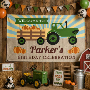 Tractor Hayride Pumpkin Birthday Vinyl Willkommen Banner
