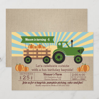 Tractor Hayride Pumpkin Picking Geburtstagsparty Einladung