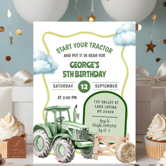 Tractor-Kind Geburtstag Einladung
