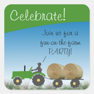 Tractor-Party-Umschlagsiegel Quadratischer Aufkleber