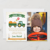 Tractor Pumpkin Fall Geburtstag Foto Danke Karte (Vorderseite)