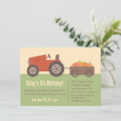 Tractor Pumpkin Kindergeburtstag Party Einladungen (Stehend Vorderseite)