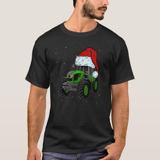 Tractor Santa Hat Christmas Farmer Family  Farming T-Shirt (Vorderseite)