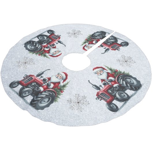 Tractor Santa Tree Skirt Polyester Weihnachtsbaumdecke (Schrägansicht)