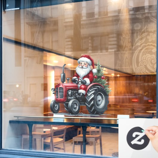 Tractor Santa Window Fensteraufkleber (Café-Fenster)