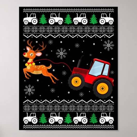 Tractor Ugly Christmas Tree Holiday Funny Xmas Boy Poster (Vorne)