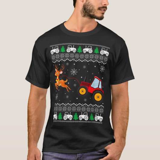Tractor Ugly Christmas Tree Holiday Funny Xmas Boy T-Shirt (Vorderseite)