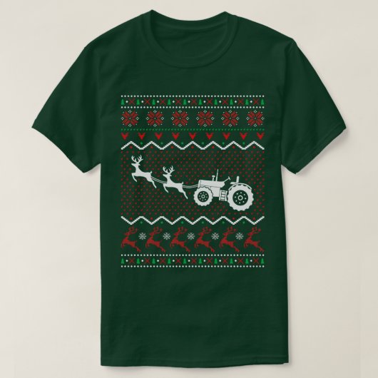 Tractor Ugly Weihnachten Gegenwart Bauer T-Shirt (Design vorne)