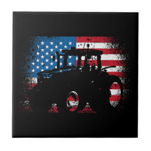 Tractor USA Flag Design für patriotischen Bauer Fliese