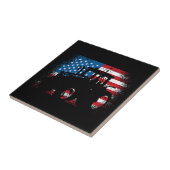 Tractor USA Flag Design für patriotischen Bauer Fliese (Seite)