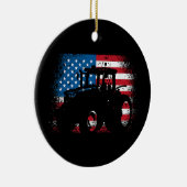 Tractor USA Flag Design für patriotischen Bauer Keramik Ornament (Rechts)