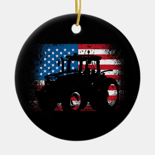 Tractor USA Flag Design für patriotischen Bauer Keramik Ornament (Vorne)