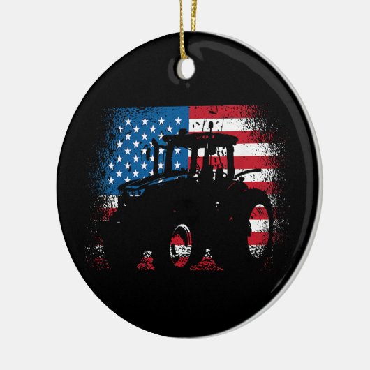 Tractor USA Flag Design für patriotischen Bauer Keramik Ornament (Links)
