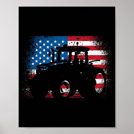 Tractor USA Flag Design für patriotischen Bauer Poster (Vorne)