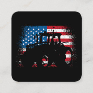 Tractor USA Flag Design für patriotischen Bauer Quadratische Visitenkarte
